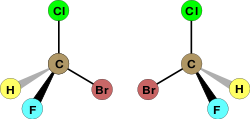 S and R enantiomers of bromochlorofluromethane